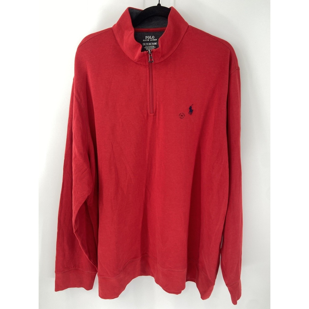 Polo Ralph Lauren Pullover Men 2XL Red 1/4 Zip Jersey Classic Stretch Preppy